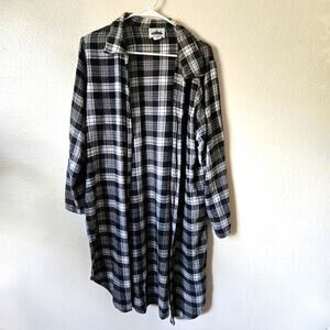 Black and White Plaid Long Shirt Flannel